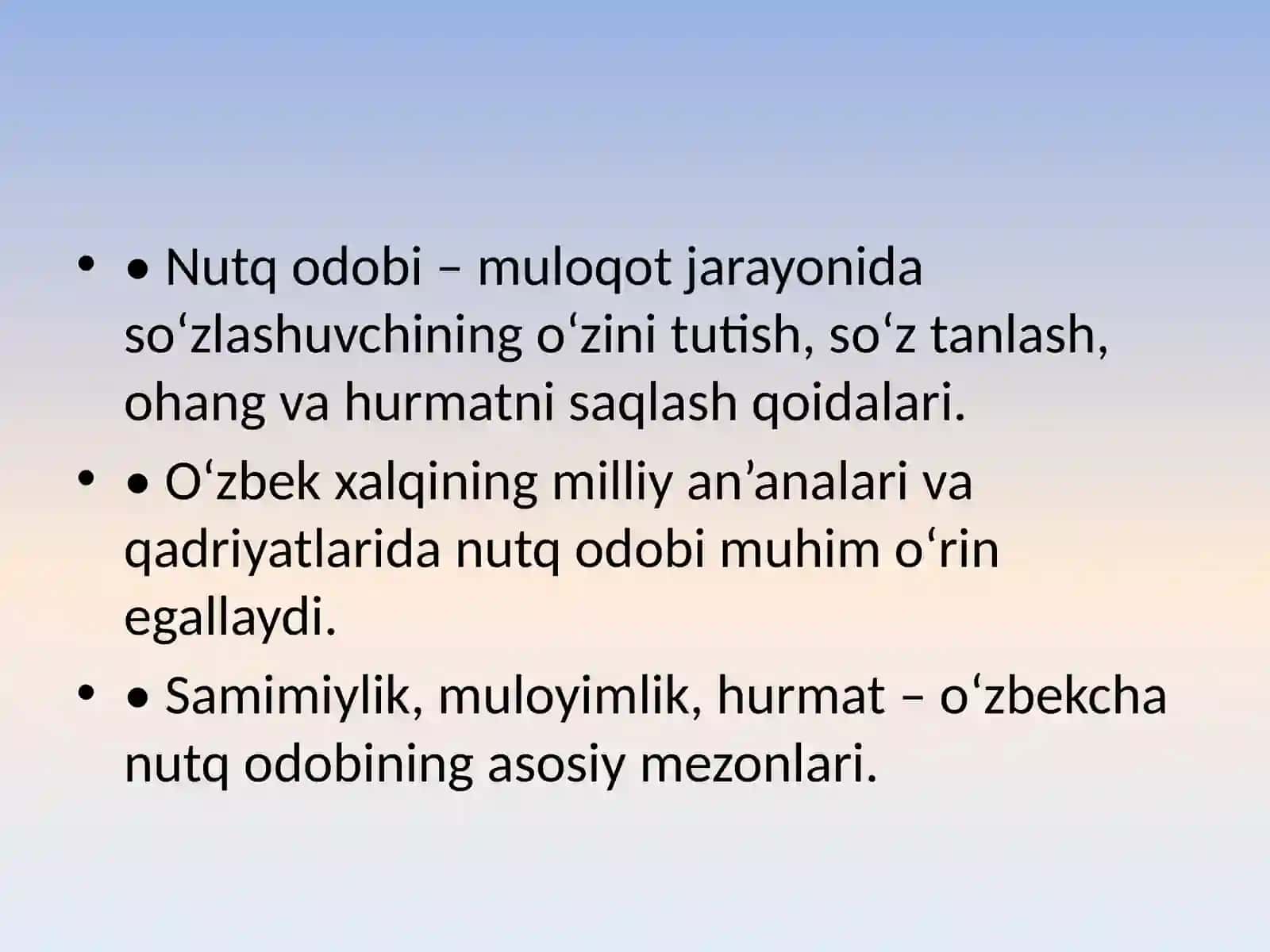 O'zbekcha nutq odobi 2