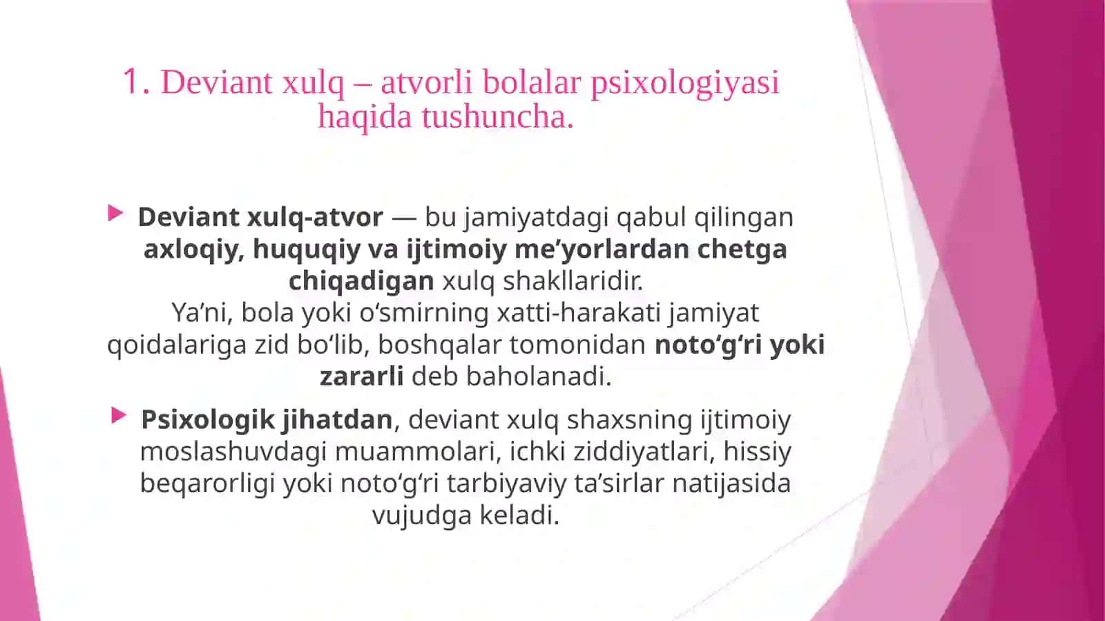 Deviant xulq-atvor psixologiyasi 2