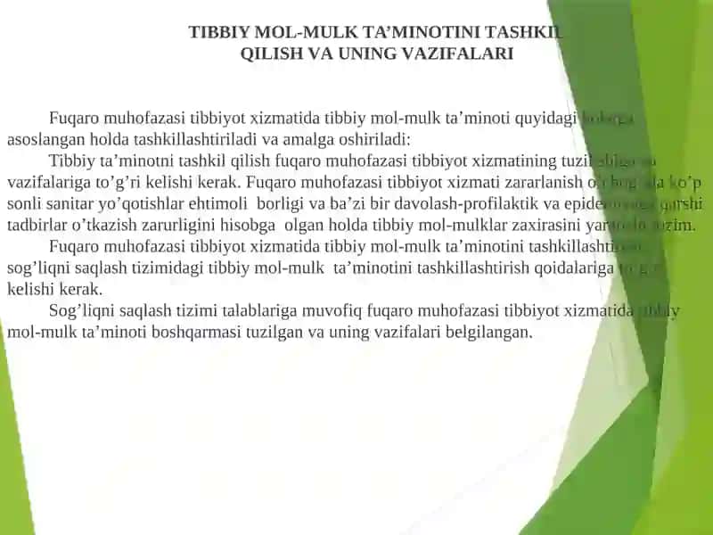 FUQАRОMUHОFАZАSI TIBBIYOT ХIZMАTI TUZILMАLАRINI VА MUАSSАSАLАRINI MОL-MULKLАR BILАN TА’MINLАSH VA MUHOFAZA QILISH 2