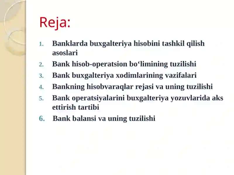 BANKLARDA BUXGALTERIYAHISOBINITASHKILQILINISHI 2