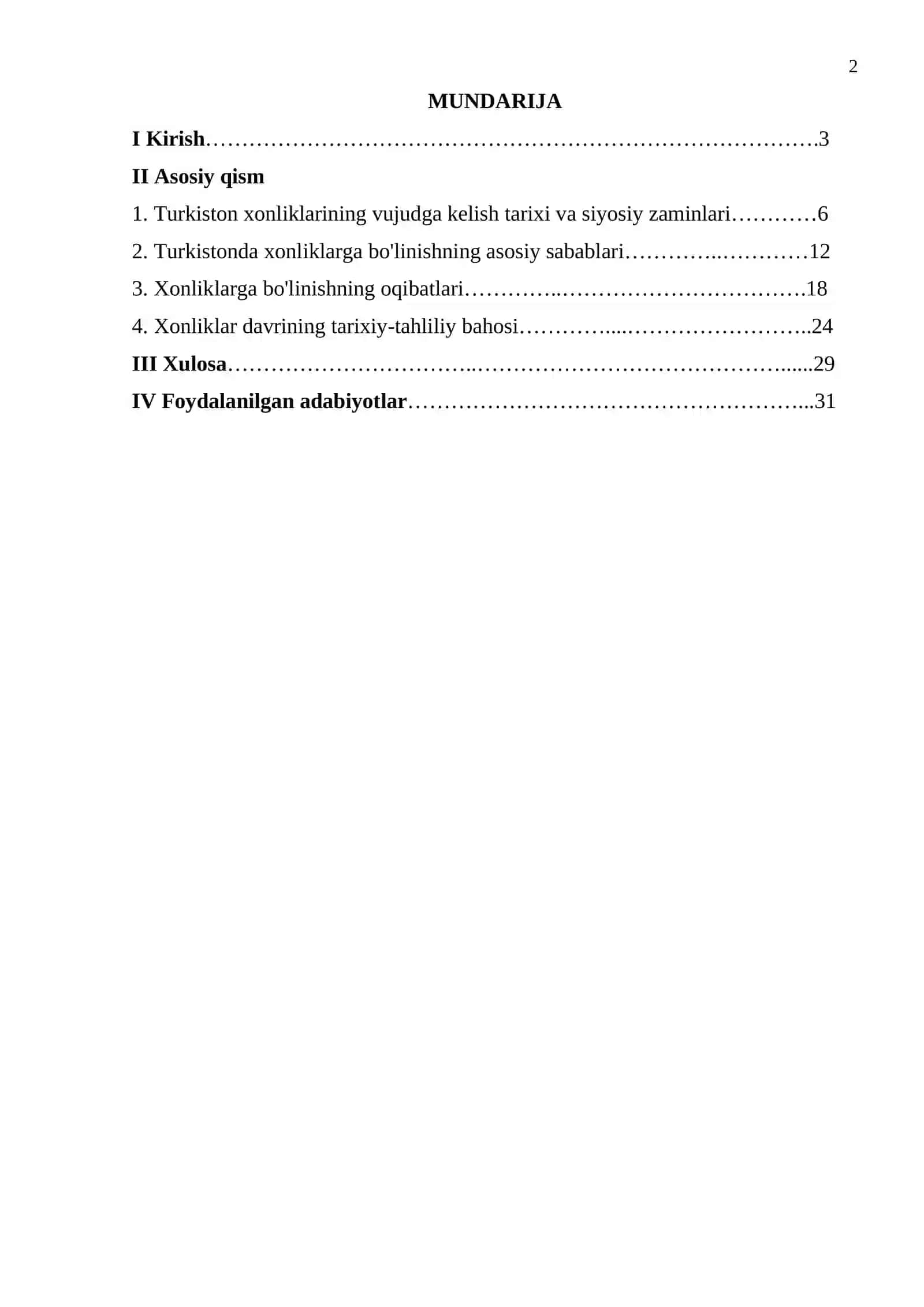 Turkistonning xonliklarga bo'linib ketish sabablari va oqibatlari 2