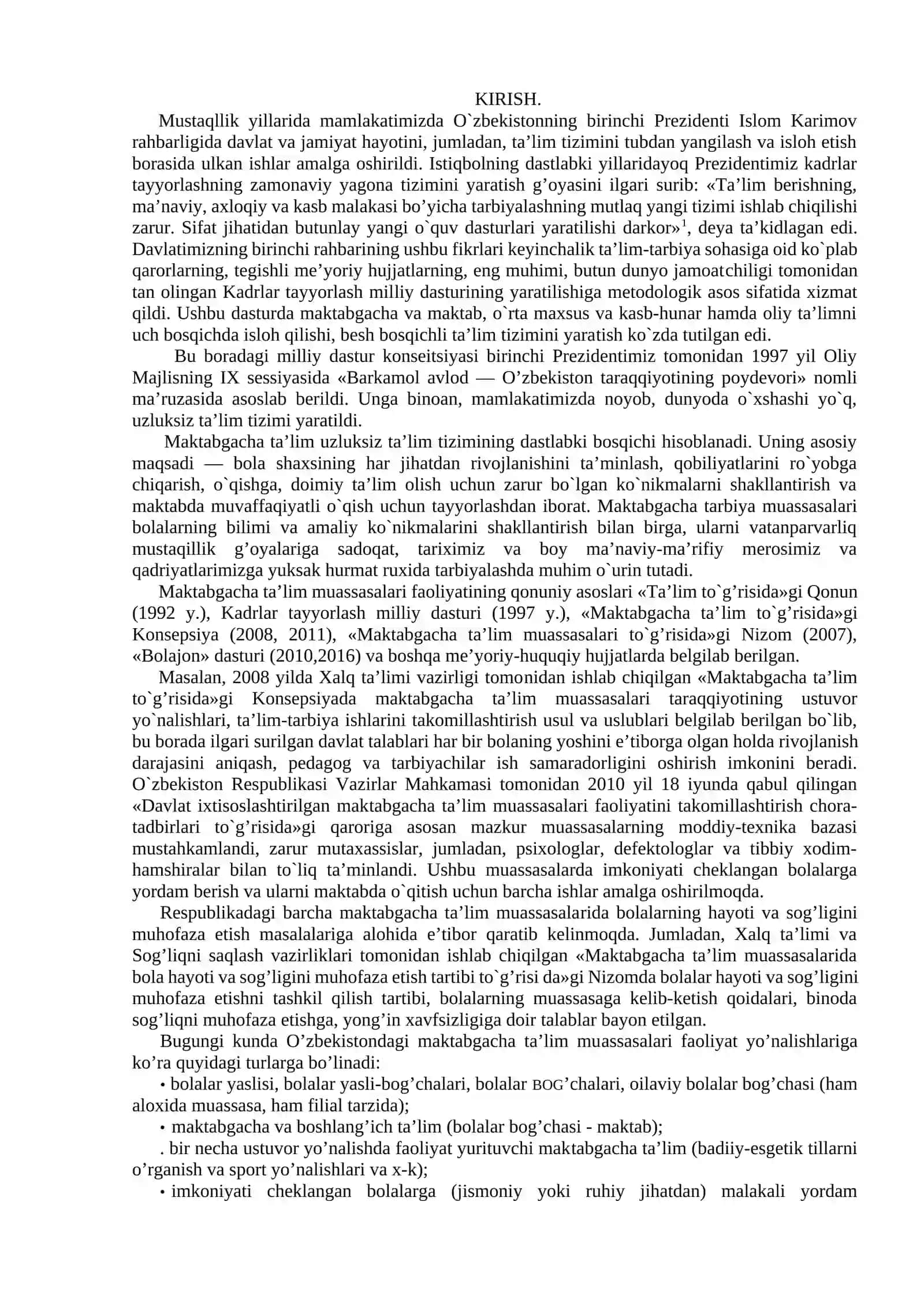 Nodavlat maktabgacha ta`lim tashkilotlarida mudiraning ish faoliyati 2