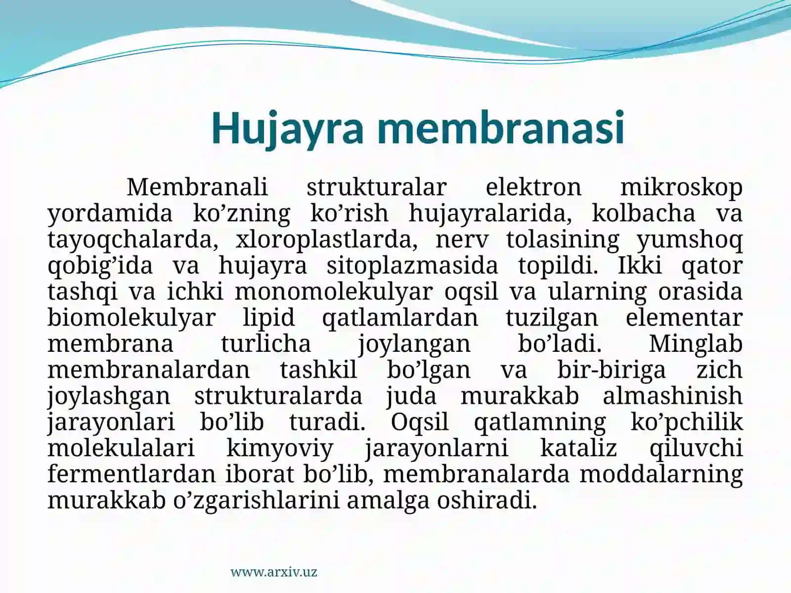 HUJAYRA MEMBRANALARINI TUZILISHI 2