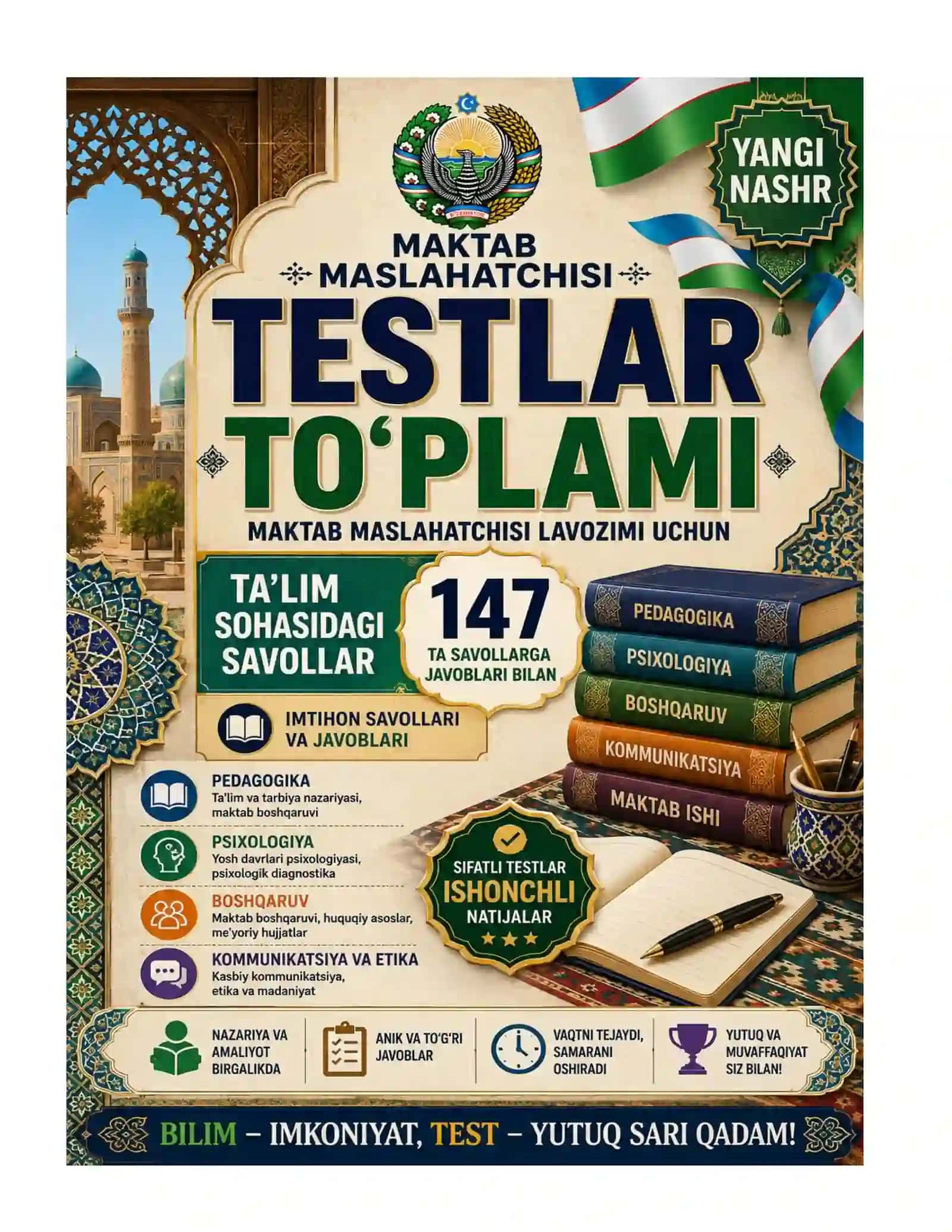 Maktab maslahatchisi lavozimi uchun imtihon savollari va javoblari 147 ta 2
