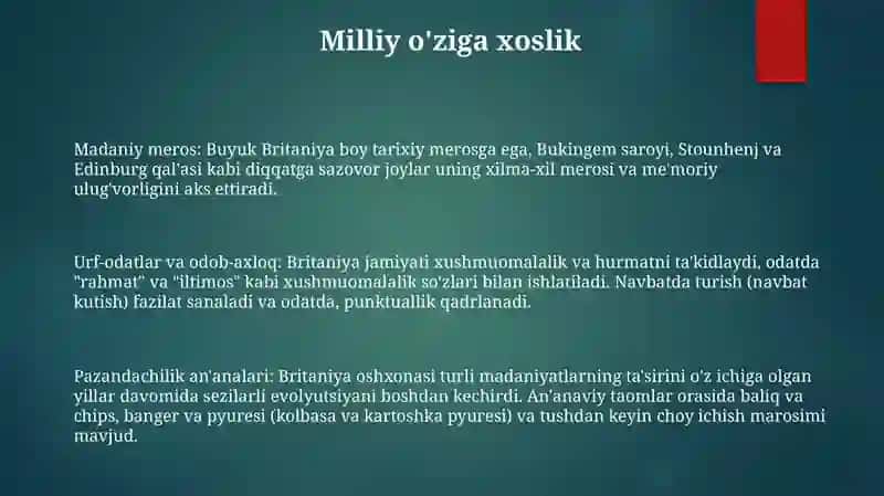 Odatlar va Odamda Odob-axloq: Britaniya misollari 2