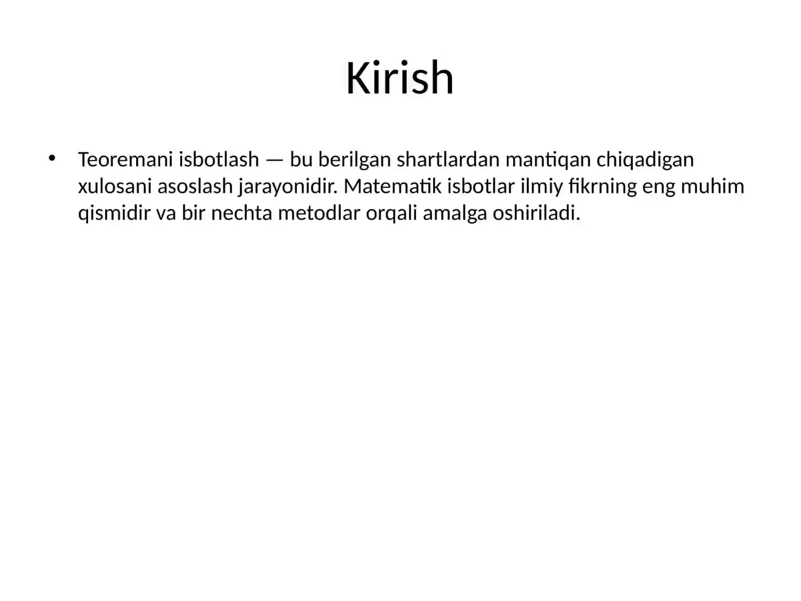 Teoremalarni isbotlash metodlari 2