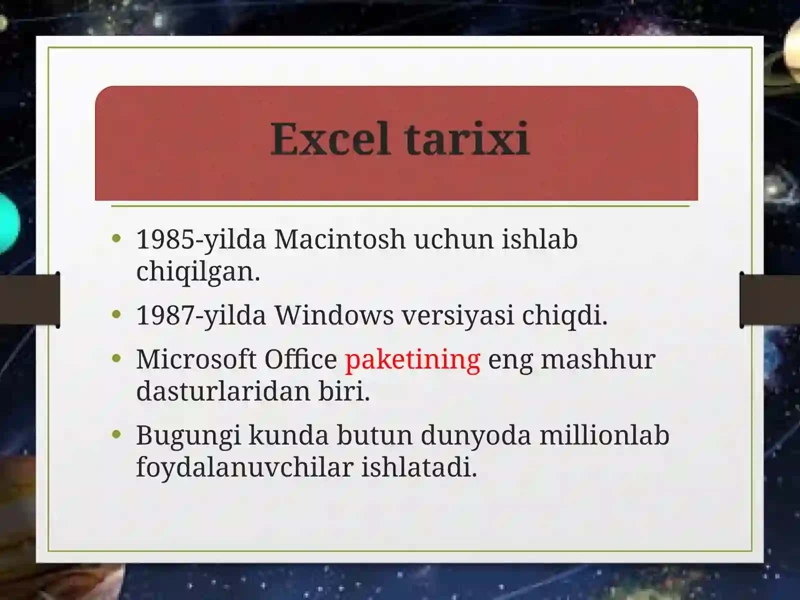 Microsoft Excel – Jadval muharriri 2