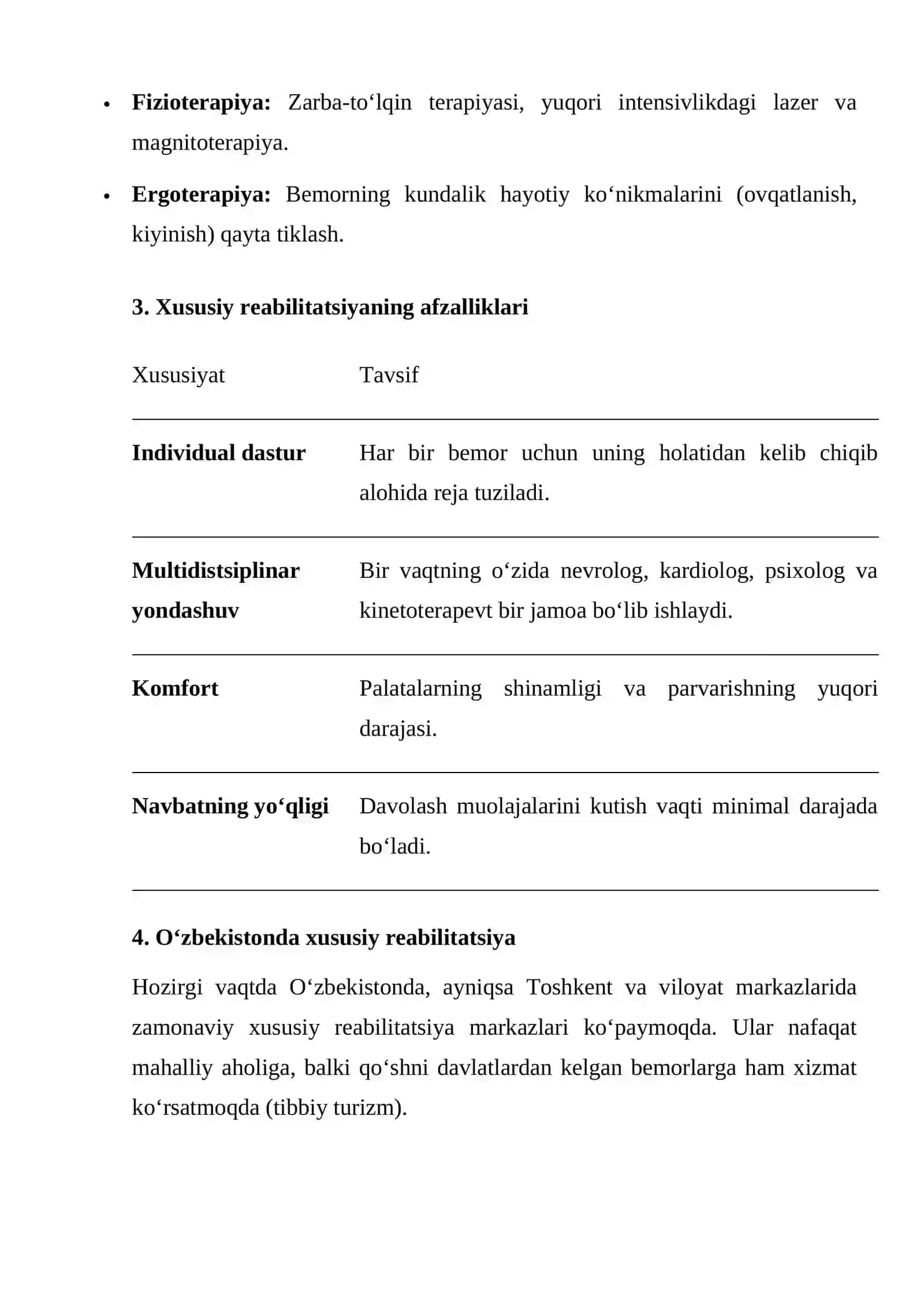 Xususiy reabilitatsiya (Turli kasalliklarda tiklanish) 2