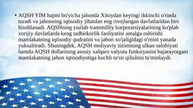 Amerika Qo‘shma Shtatlari xo‘jaligi va iqtisodiy rayonlari 2