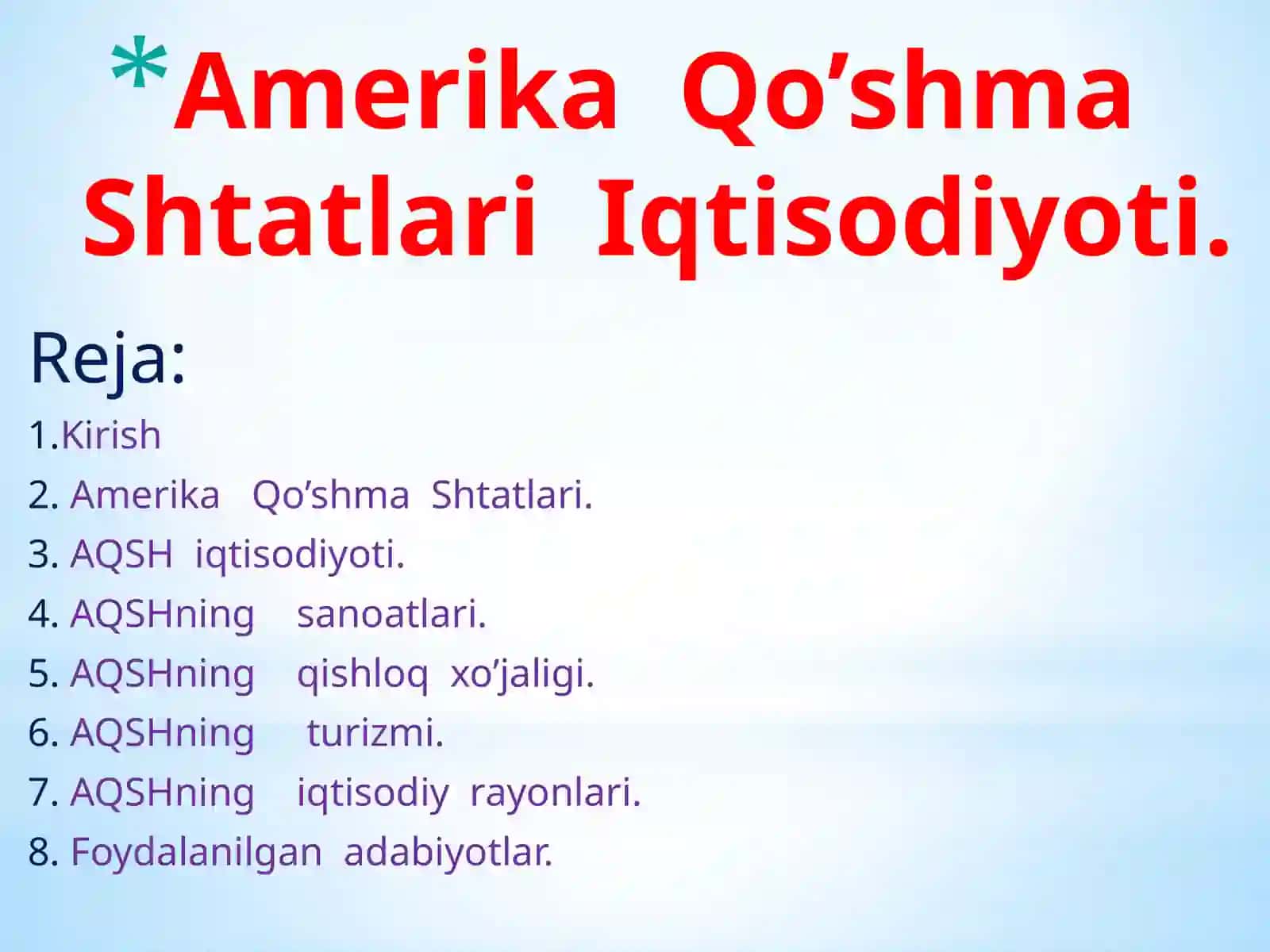 Amerika Qo’shma Shtatlari Iqtisodiyoti 2