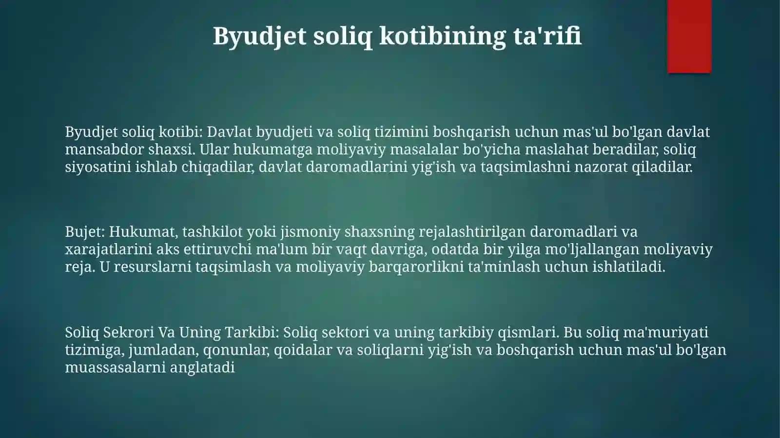 Bujet Soliq Sekrori VaUningTarkibi 2