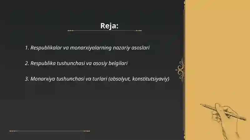 Davlatni boshqarish shakllari: respublika va monarxiya 2