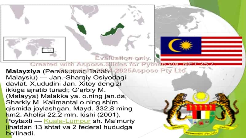 Malayziya federatsiyasi iqtisodiyot va jahon mamlakatlari bilan olib borayotgan iqtisodiy munosabatlari 2