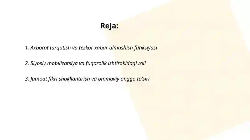 Axborot tarqatish va tezkor xabar almashish funksiyasi 2