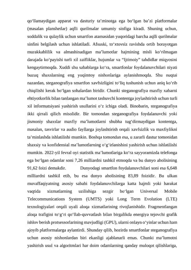 Zamonaviy smartfonlarda qo‘llaniluvchi steganografiyaning kiberxavfsizlik sohasidagi ahamiyati 2