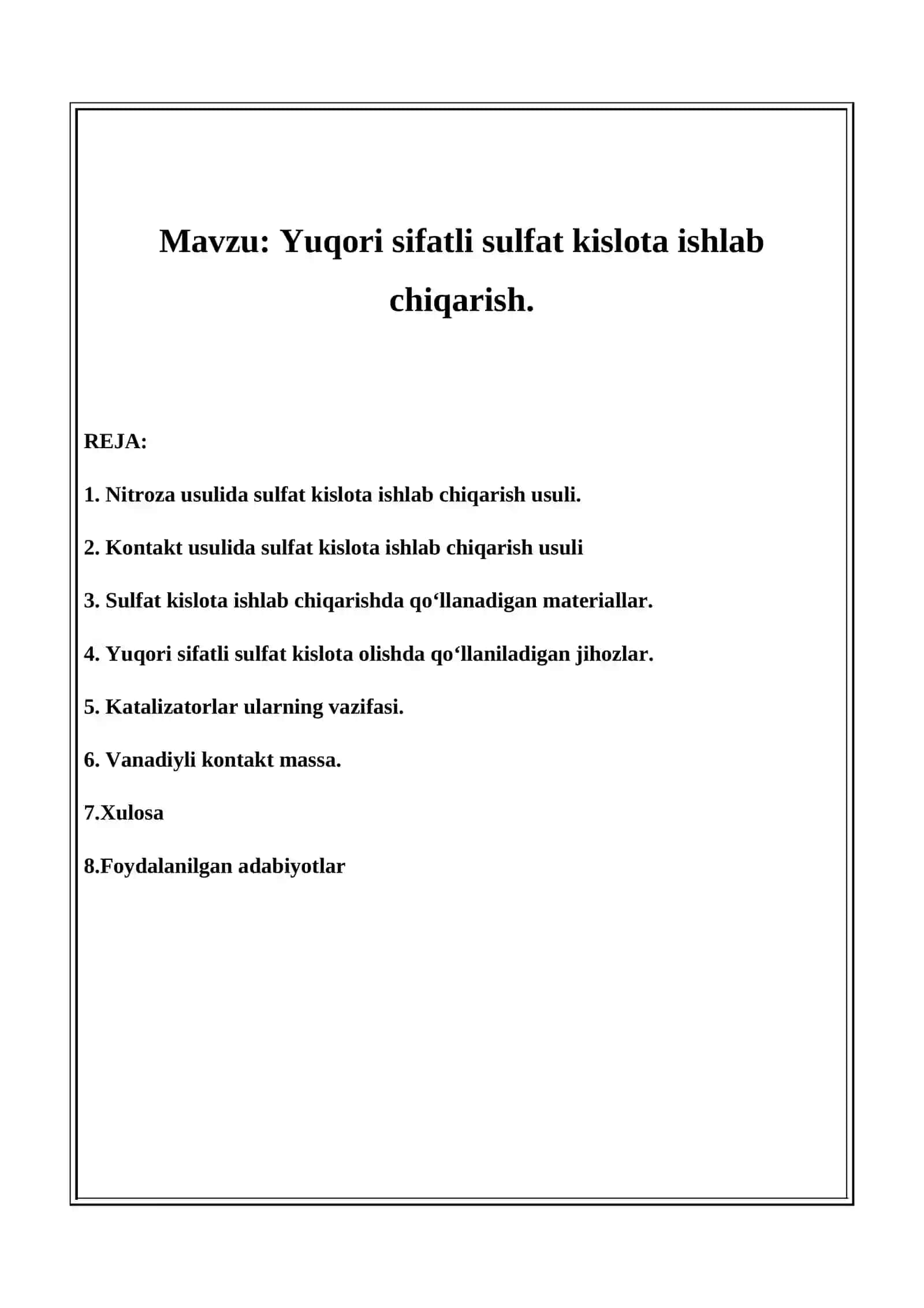 Yuqori sifatli sulfat kislota ishlab chiqarish 2