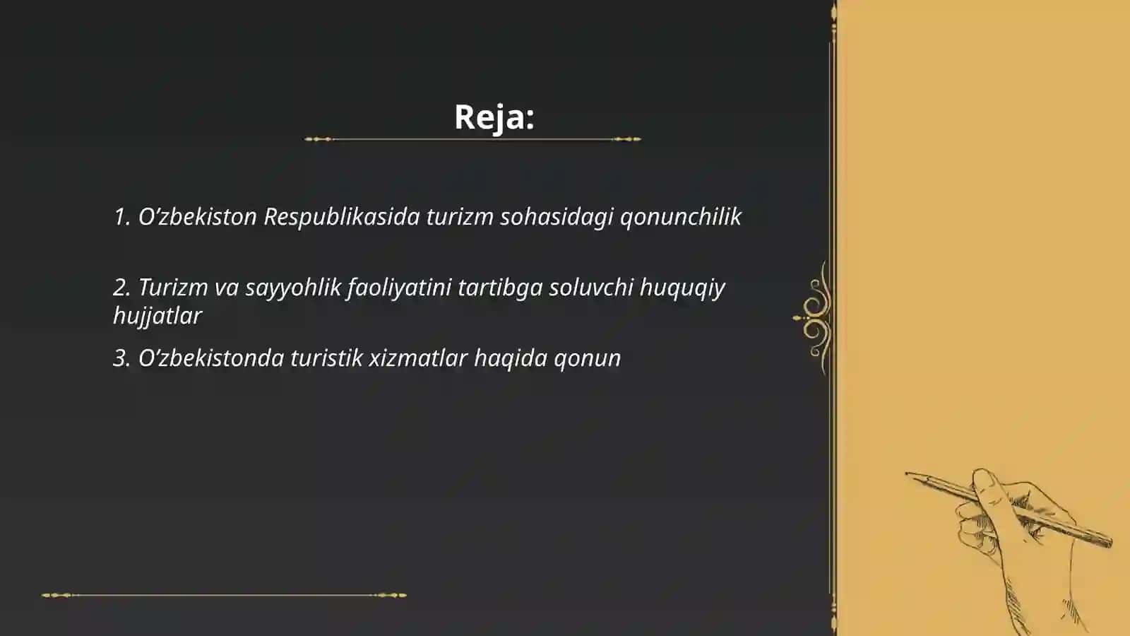 O'zbekiston Respublikasida turizmning huquqiy asoslari 2