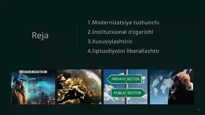 Mamlakatni modernizatsiya qilishda institutsional islohotlar 2
