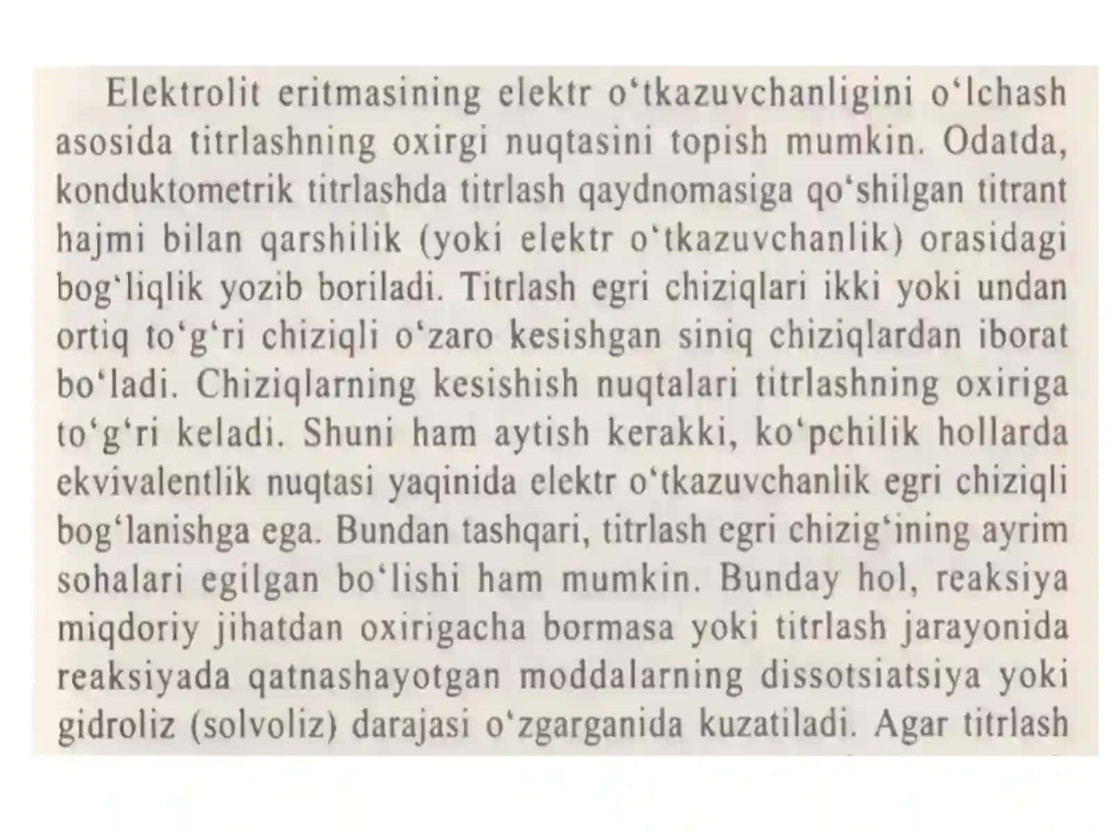 Bir va ko'p negizli kislota va asoslarni konduktomer titrlash usuli yordamida aniqlash 2