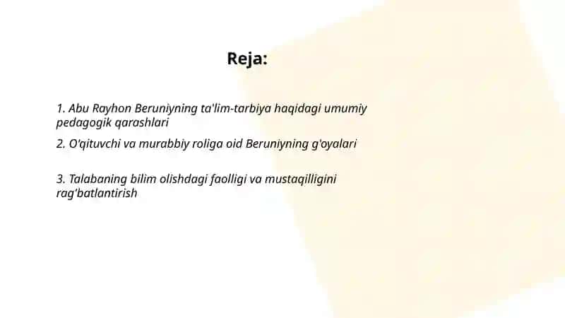 Abu Rayhon Beruniyning pedogogik qarashlari 2