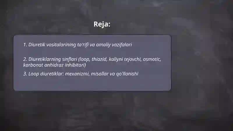 Diuretik vositalar haqida 2