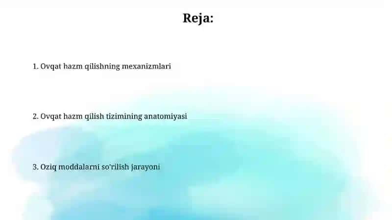 Ovqat hazm qilish fiziologiyasi 2