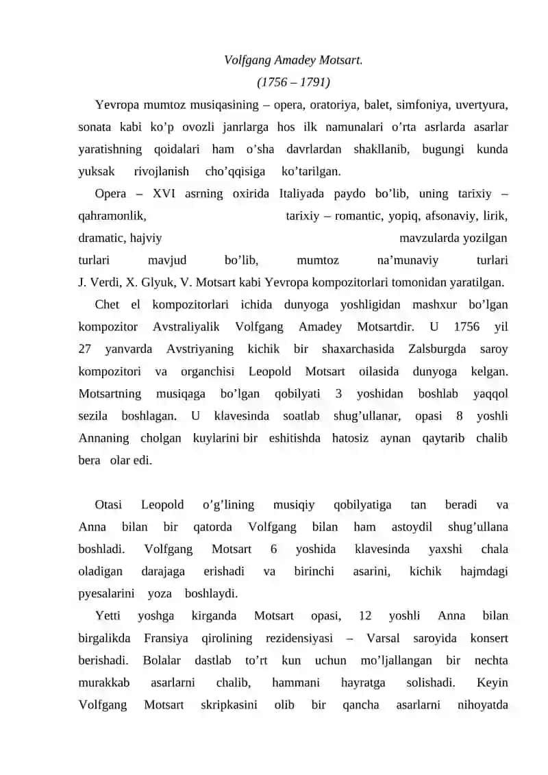 VOLFGANG AMADEY MOTSART ХАYOTI VА IJODI 2