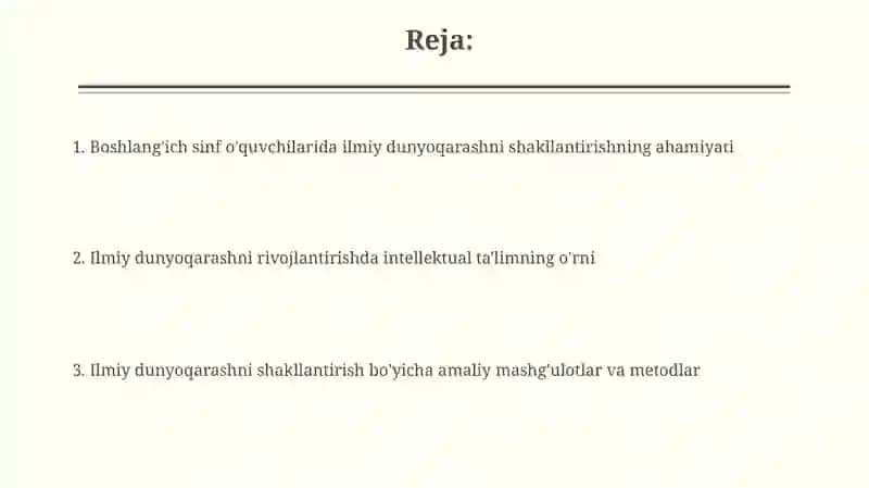 Boshlangʻich sinf oʻquvchilarini ilmiy dunyoqarashini shakllantirish.aqliy tarbiya 2