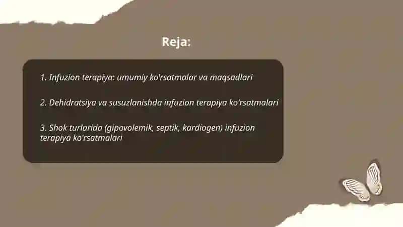 Infuzion terapiya ko'rsatma va qarshi ko'rsatmalar 2
