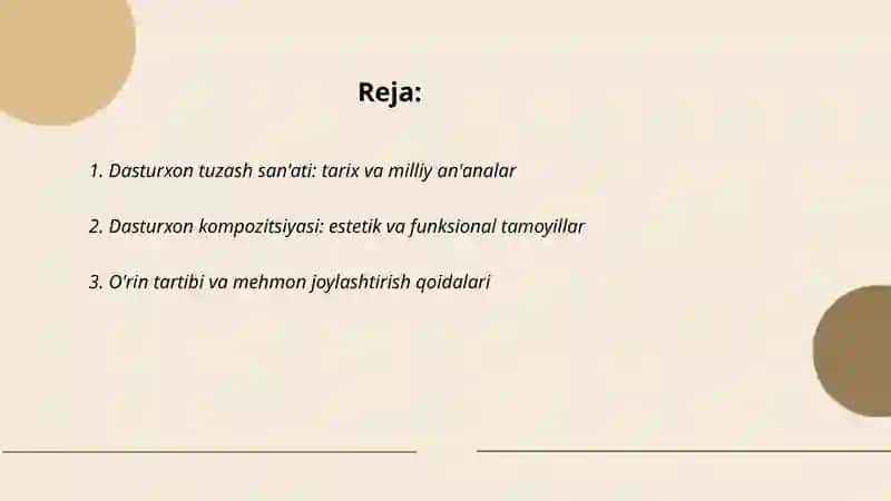 Dasturxon tuzash san’ati 2