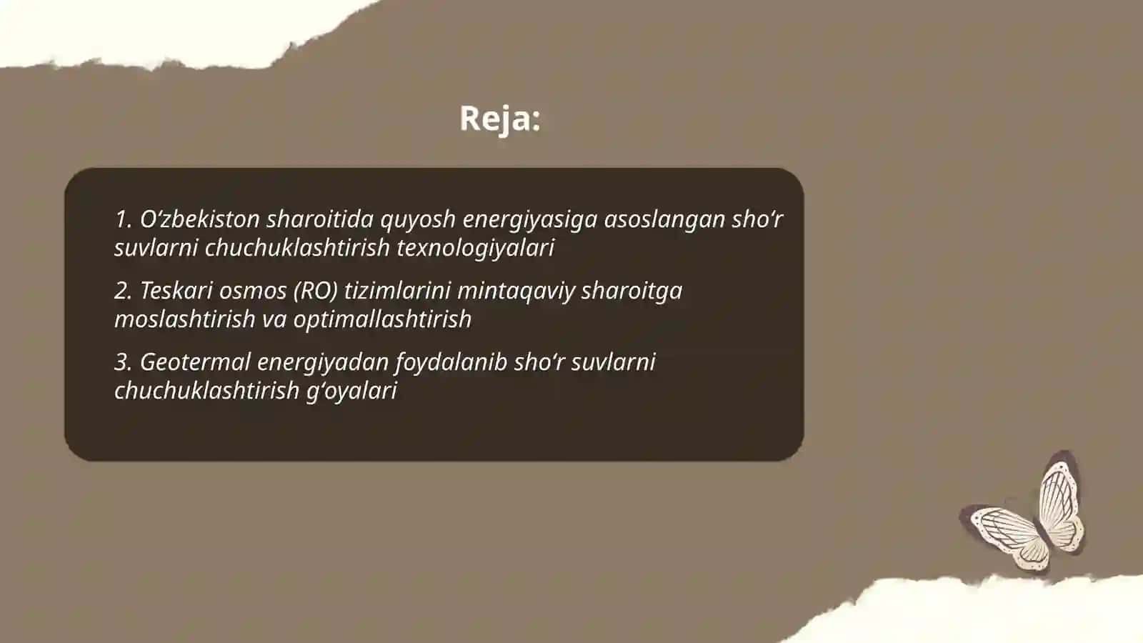 O’zbekistond sharitida shoʻr suvlarni chuchuklashtirish gʻoyasi 2