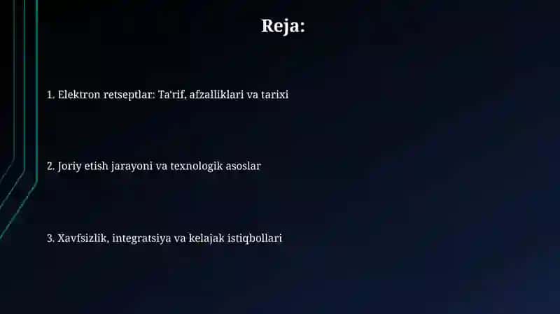 Elektron retseptlar va ularni joriy etish 2