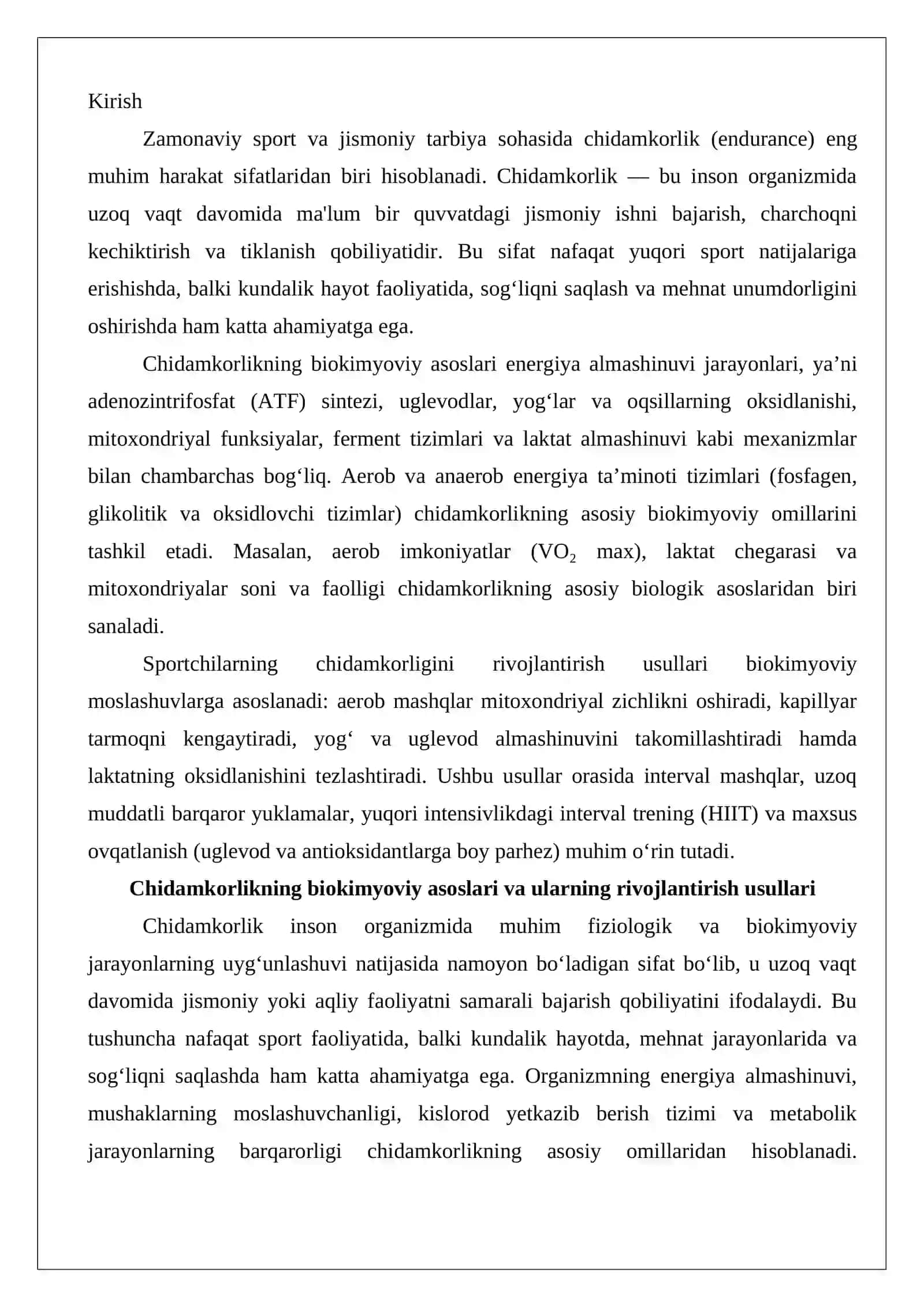 Chidamkorlikning biokimyoviy asoslari va ularning rivojlantirish usullari 2