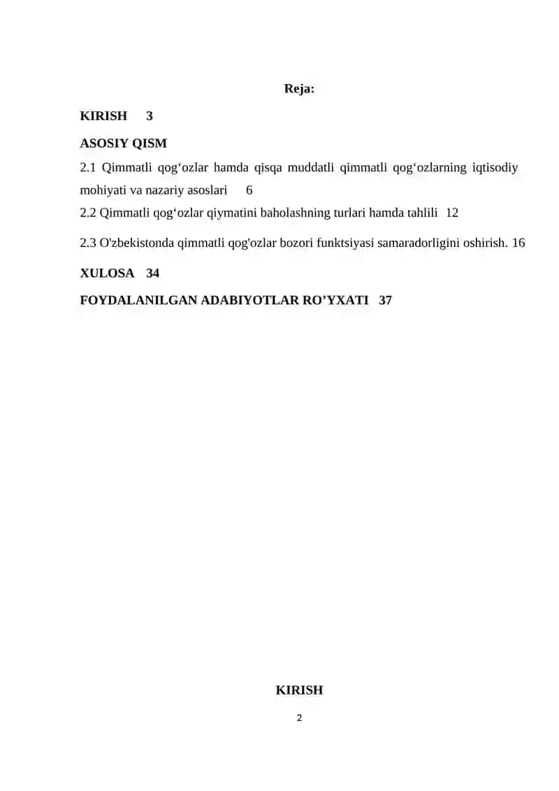 Qimmatli qog'ozlar bozori 2