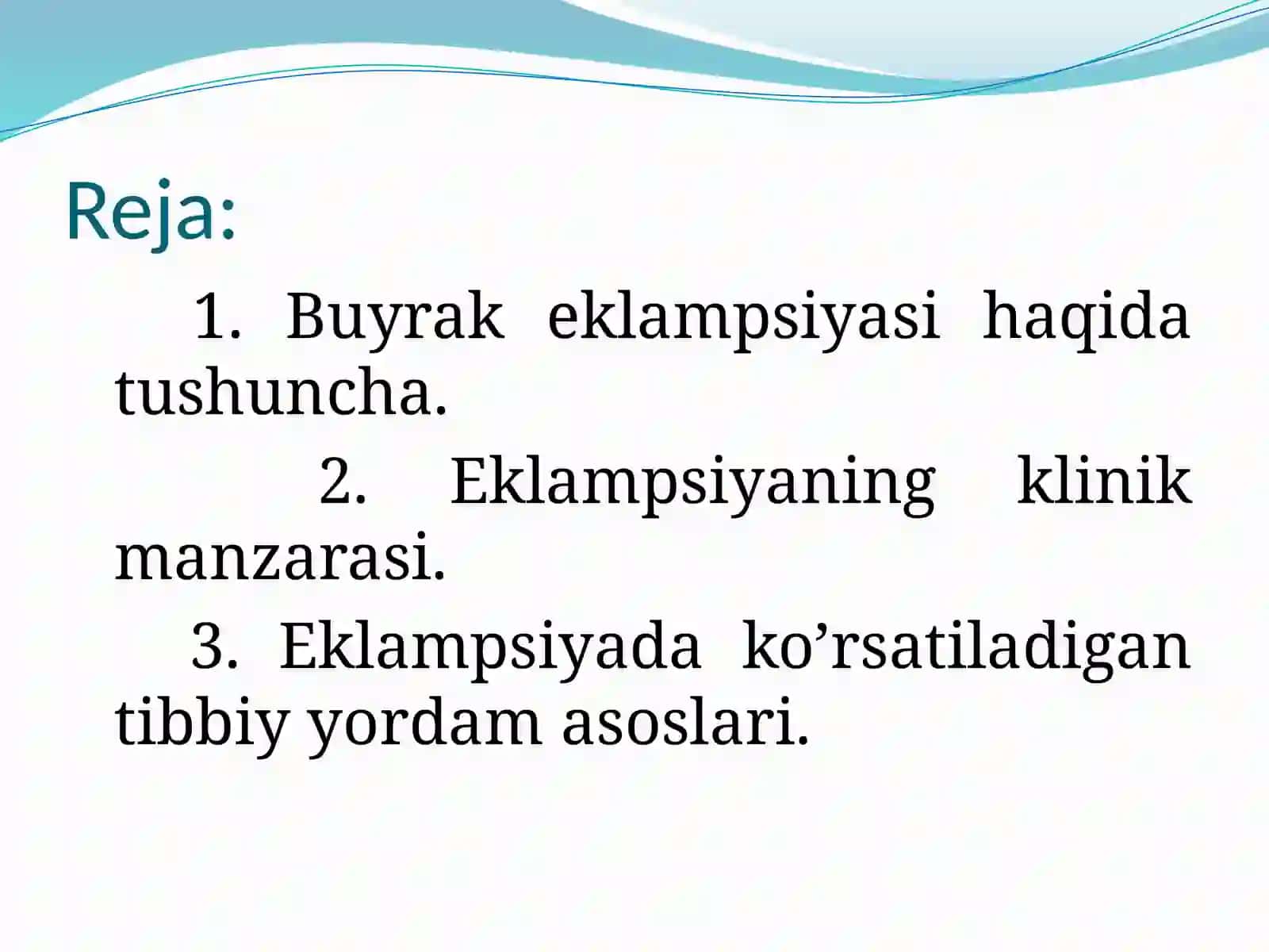 Buyrak eklampsiyasida kechiktirib bo'lmaydigan yordam asoslari 2