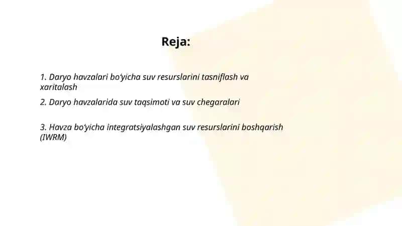 Daryo havzalari bo‘yicha suv resurslarini tasniflash va xaritalash 2