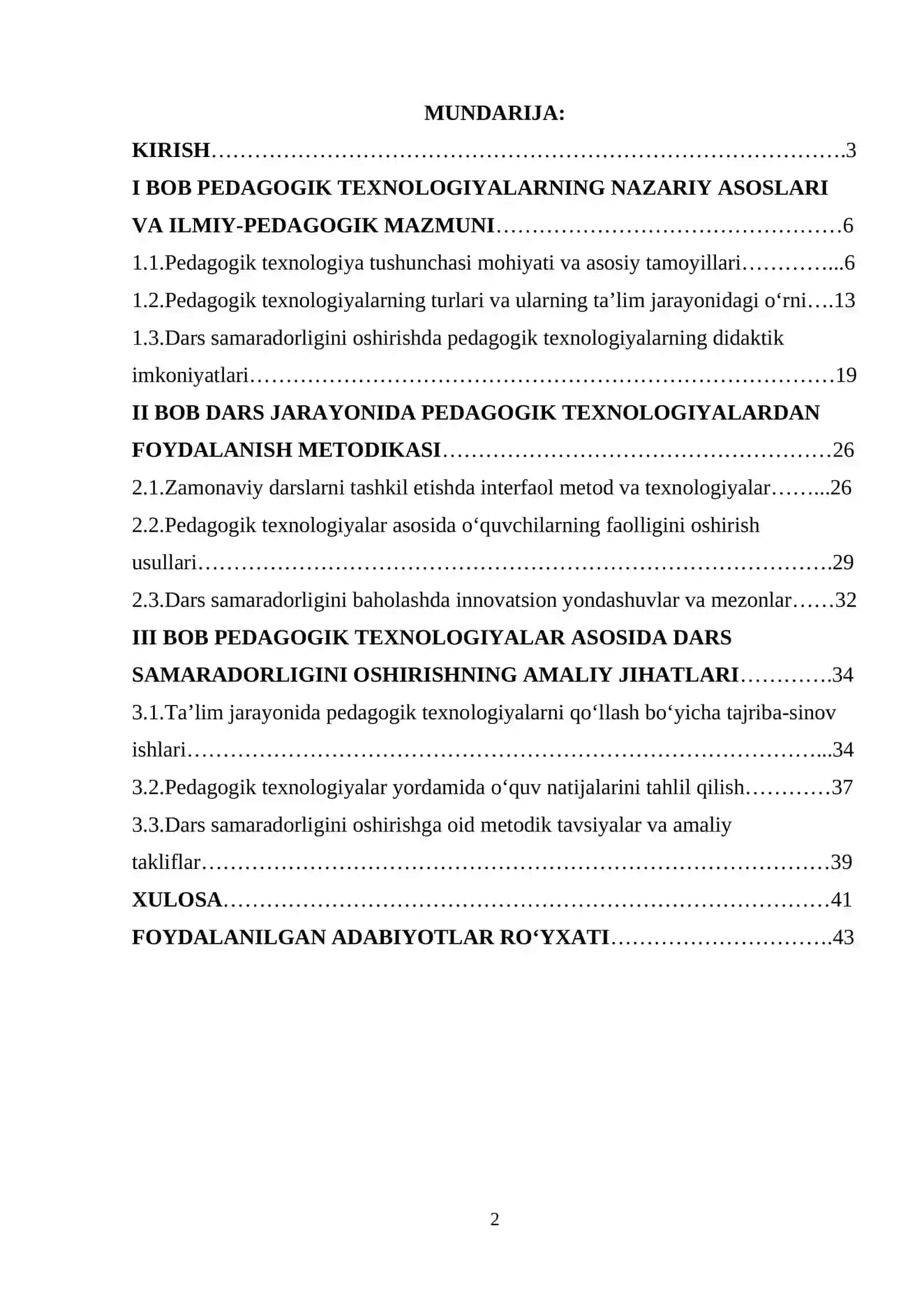 “Pedagogik texnalogiyalar dars samaradorligining oshirishning muhim omili sifatida” 2