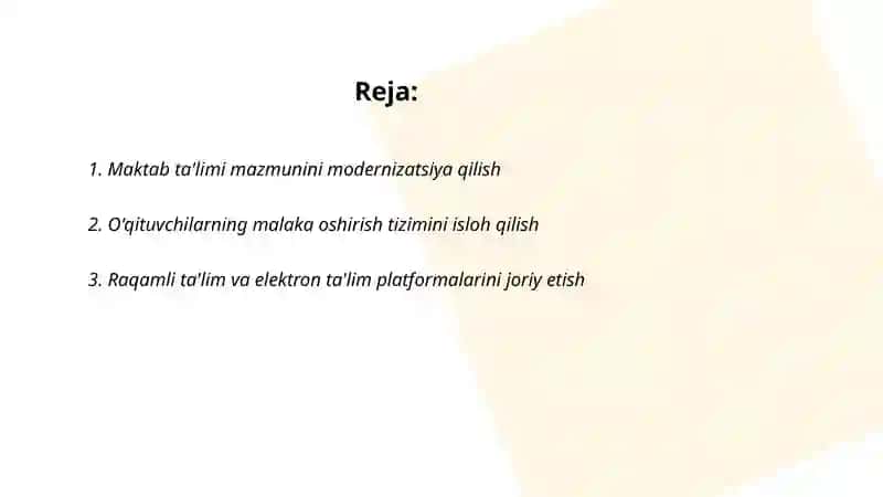 Maktab ta'limi mazmunini modernizatsiya qilish 2