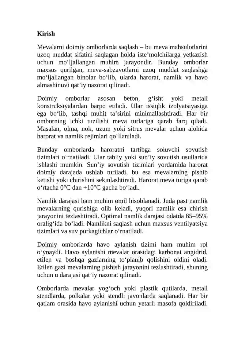 Mеvalarni dоimiy оmbоrlarda saqlash 2