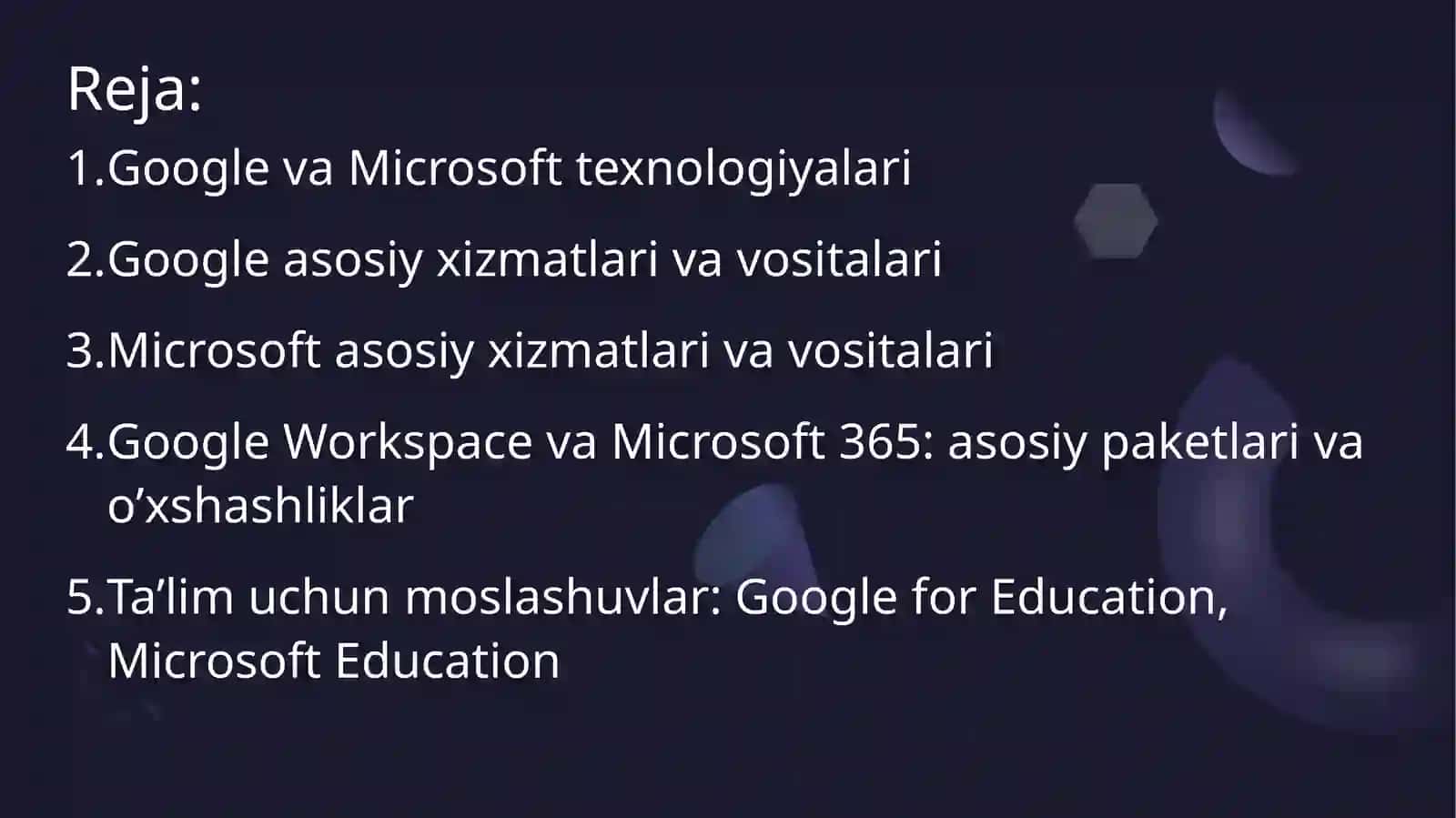 Google va Microsoft vositalari va xizmatlari 2