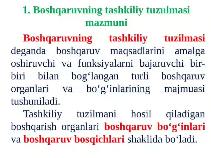 Boshqaruvning tashkiliy tuzilmalari 2
