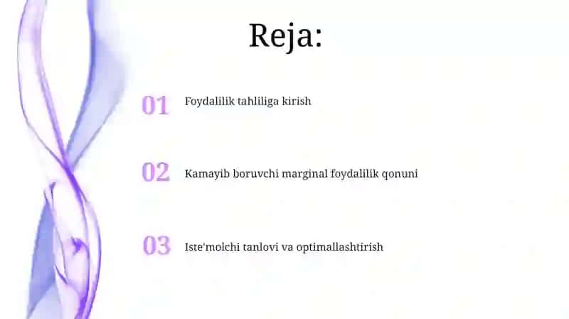 Foydalilik tahlilik amayuvchi chegaraf 2