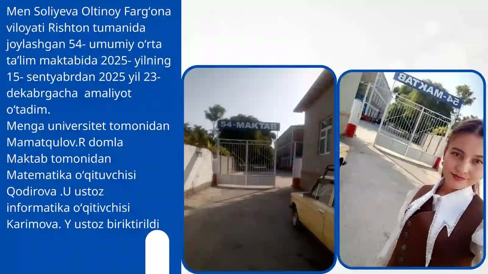 AMALIYOT DAVRIDA PEDAGOGIK MAHORATNI OSHIRISH MAQSADIDA 8-9 SINFLARNING INFORMATIKA VA MATEMATIKA DARSLARINI KUZATDIM 2
