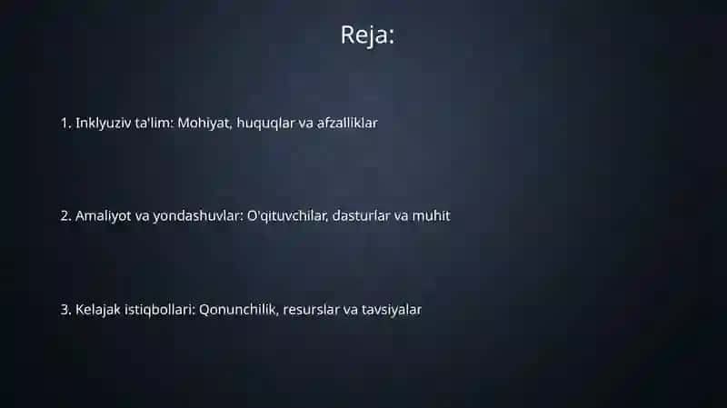 Rivojlanish muammolari bo`lgan bolalar uchun inkluziv ta`limni teng amaliyotiga joriy etish 2