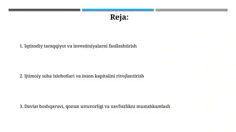 2017-2021-yillarda O'zbekiston rivojlantirishning beshta ustuvor yo 'nalishlari 2