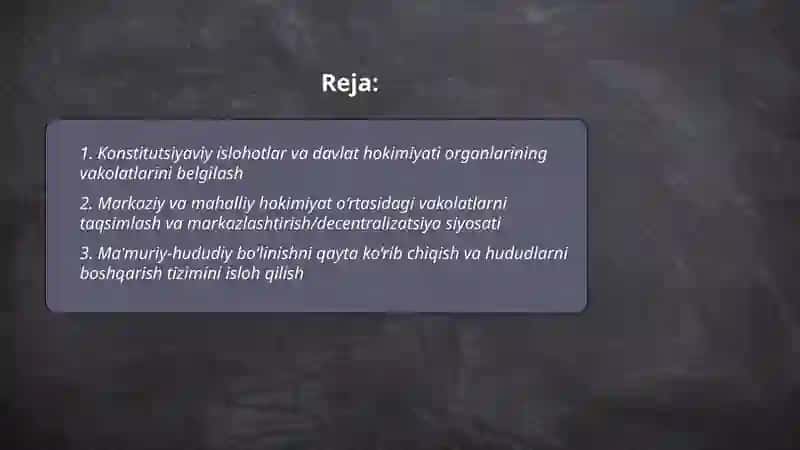 Mustaqillik yillarida davlat boshqaruvi tizimida amalga oshirilgan islohotlar 2