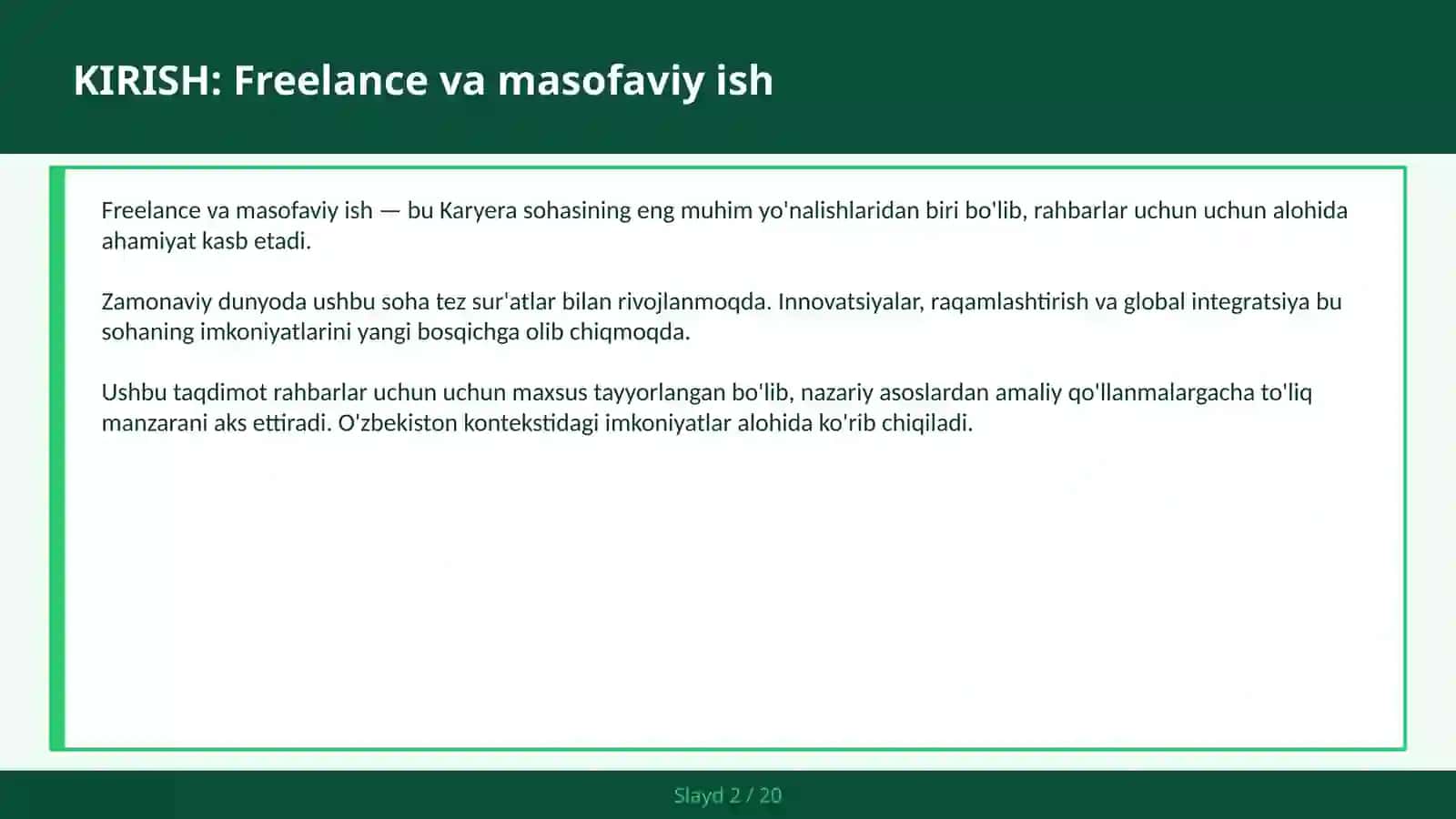 FREELANCE VA MASOFAVIY ISH 2