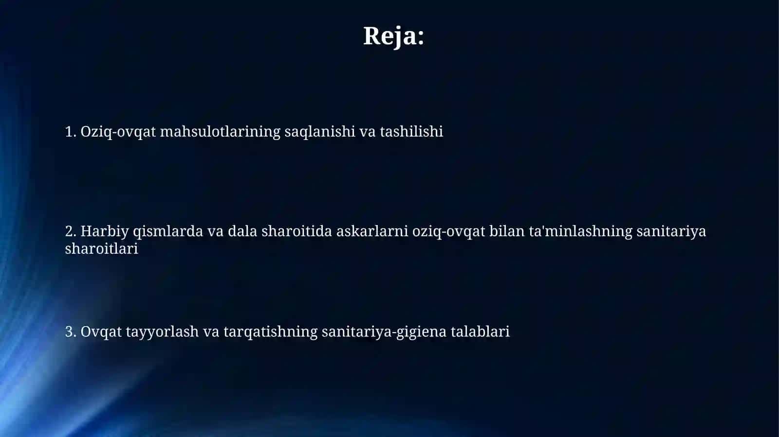 Oziq-ovqat mahsulotlarining saqlanishi va tashilishi 2