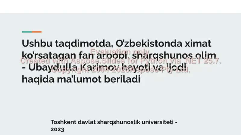 Ubaydulla Karimovning Hayoti va Ijodi 2
