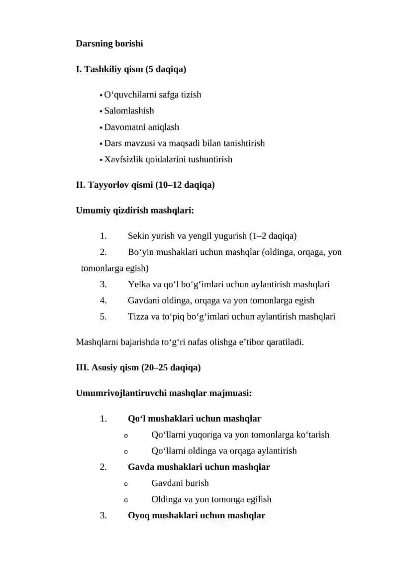Jismoniy tarbiya bilan shug‘ullanishda umumrivojlantiruvchi mashqlarni bajarish 2